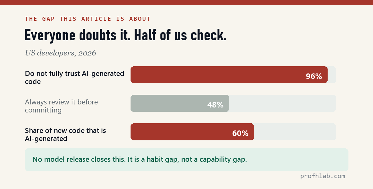The gap between distrust and review among US developers in 2026