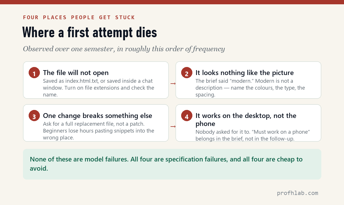 Four common failure points for beginners, in order of frequency