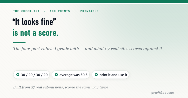 The 100-Point Scorecard: Grade Your Own Site Before Anyone Else Does