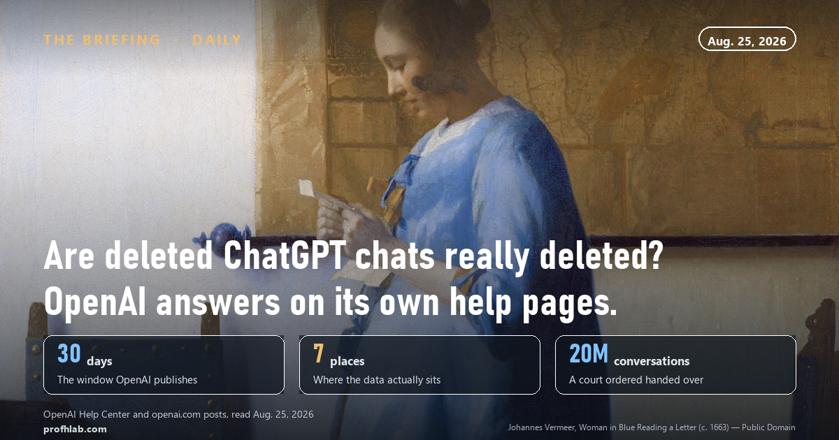 Are deleted ChatGPT chats really deleted? Checked against OpenAI's own help pages on August 25, 2026