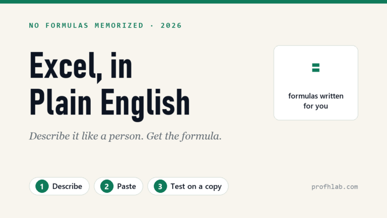 ChatGPT for Excel: Formulas in Plain English (Copy-Paste Prompts)