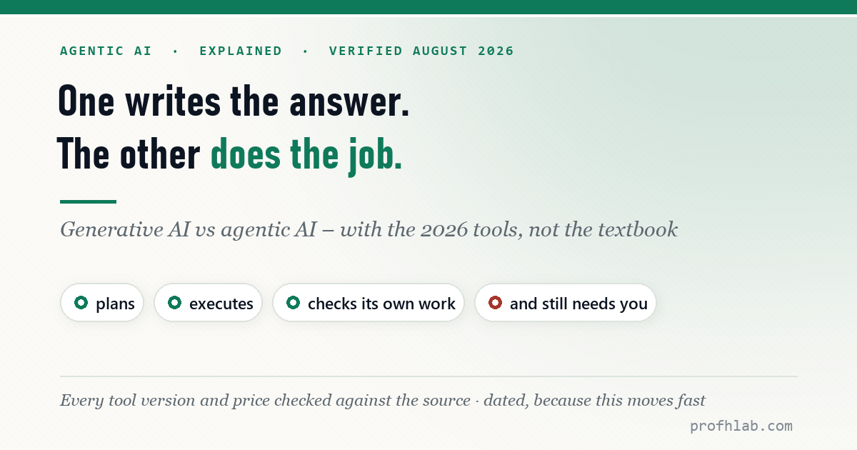 Generative AI writes the answer; agentic AI does the job