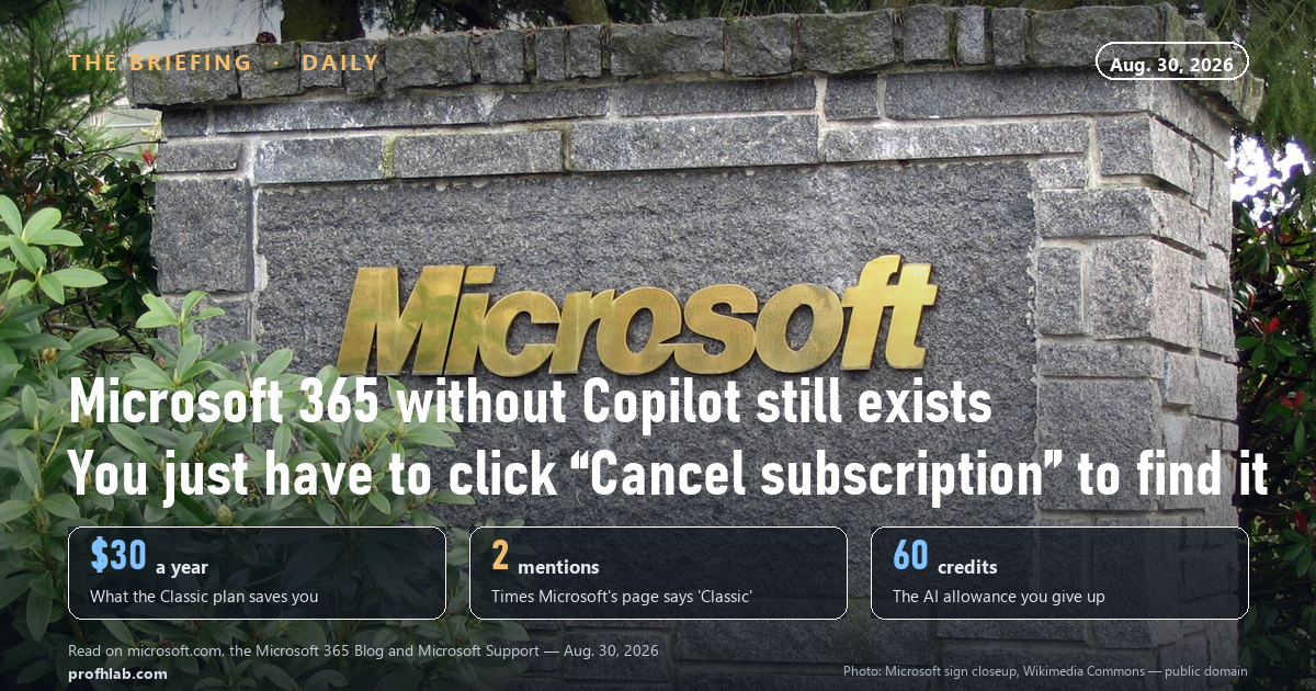 How to get Microsoft 365 without Copilot: the Classic plan hidden behind the cancel button