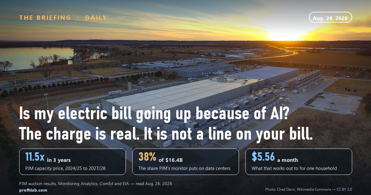 Is my electric bill going up because of AI? PJM, EIA and ComEd figures read on August 26, 2026