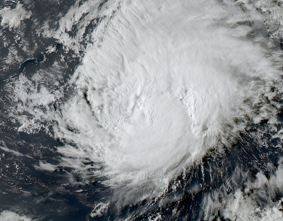 Satellite view of Hurricane Lala on August 16, 2026, showing a ragged, asymmetric core over the Pacific