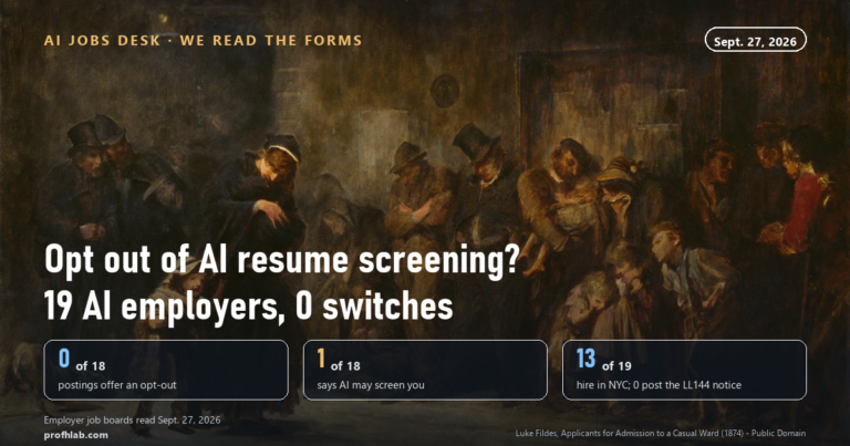 Can You Opt Out of AI Resume Screening? We Read 19 AI Employers’ Own Pages. 0 Offer a Switch.