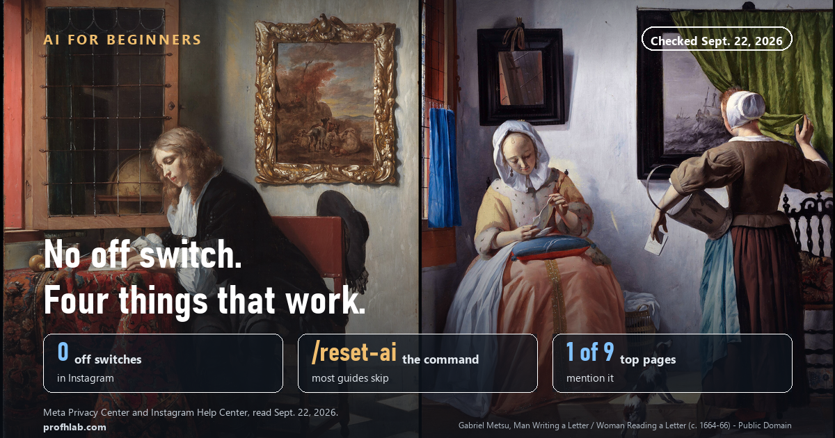 Metsu paintings of a man writing a letter and a woman reading one, under the headline: No off switch. Four things that work.