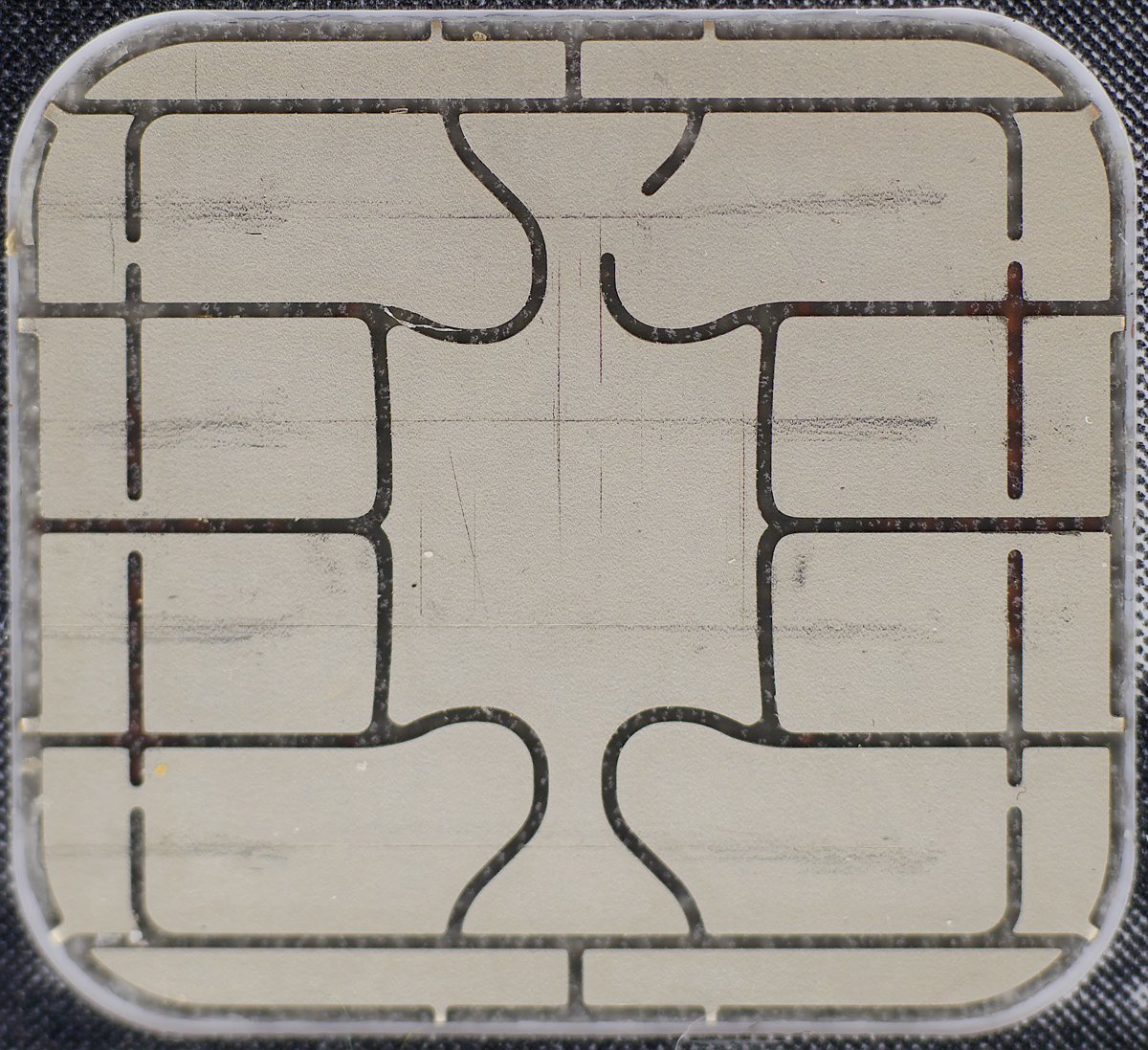 Close-up of the gold EMV chip on a payment card