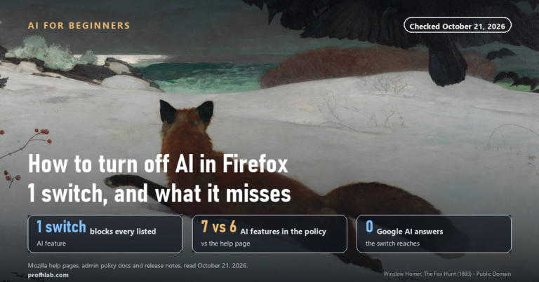 How to Turn Off AI in Firefox: One Switch Covers 7 Features, but Not Google’s AI Answers