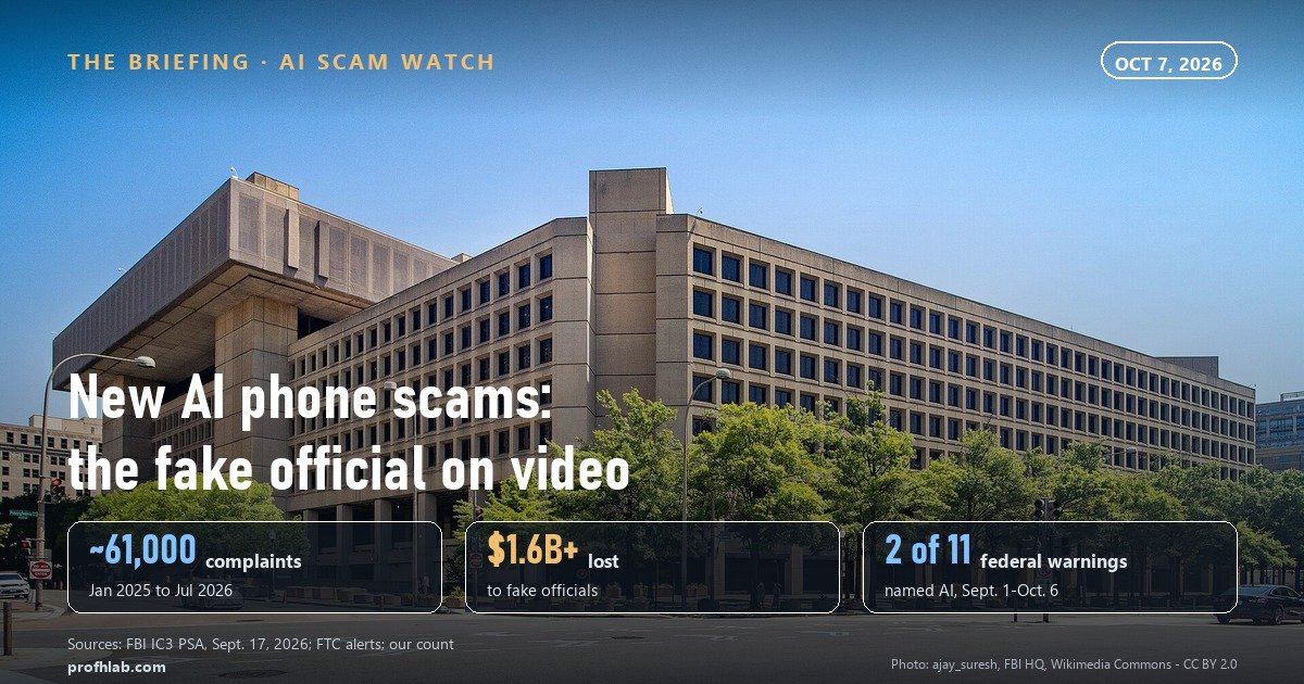 New AI phone scams: the fake official on video. AI Scam Watch, October 2026