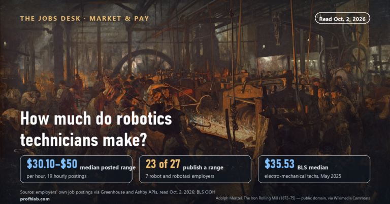 How Much Do Robotics Technicians Make? Robot Makers’ Own Postings Say About $30 to $50 an Hour (Oct. 2, 2026)