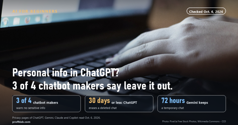 Is It Safe to Give ChatGPT My Personal Information? 3 of 4 Chatbot Makers Say Leave It Out