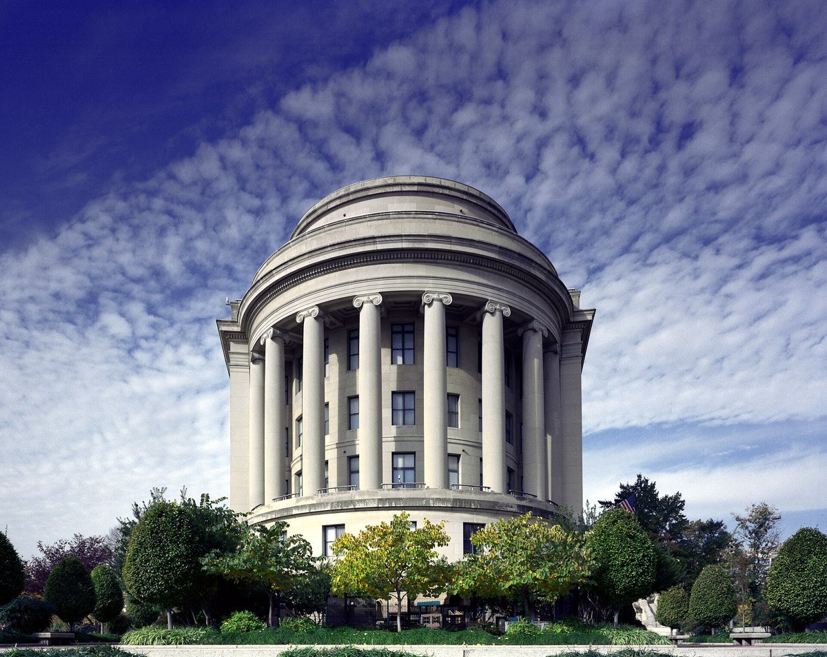 The Federal Trade Commission headquarters, a curved limestone building with columns in Washington