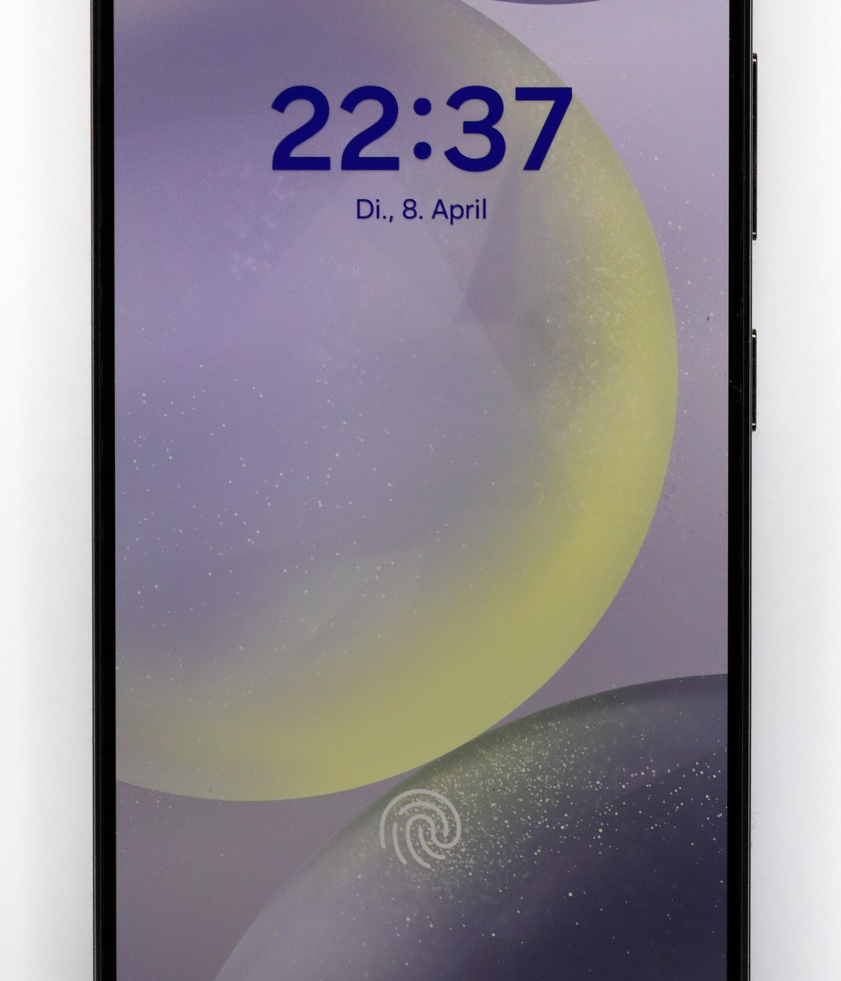 The lock screen of a Samsung Galaxy S24 Android phone showing the time